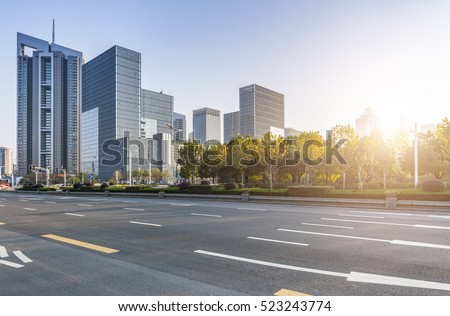 Empty urban road and buildings