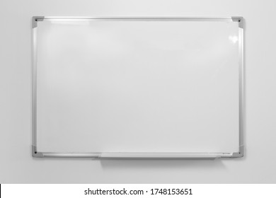 Empty used whiteboard (magnetic board) isolated on white