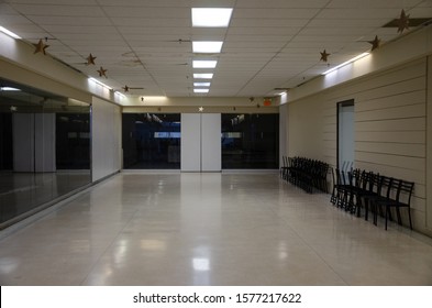 Empty Vacant Mall Corridor Hallway Ceiling Lights