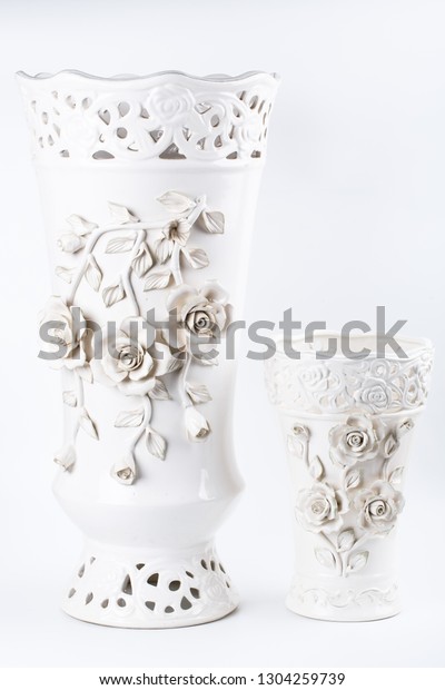 Empty Vase On White Background Stock Photo Edit Now 1304259739