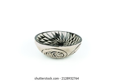 Empty Vintage Ceramics Bowl, Dish Or Crock Pot, Isolated On White Background, Side View
