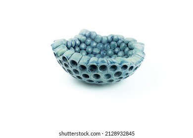 Empty Vintage Ceramics Bowl, Dish Or Crock Pot, Isolated On White Background, Side View
