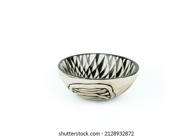 Empty Vintage Ceramics Bowl, Dish Or Crock Pot, Isolated On White Background, Side View
