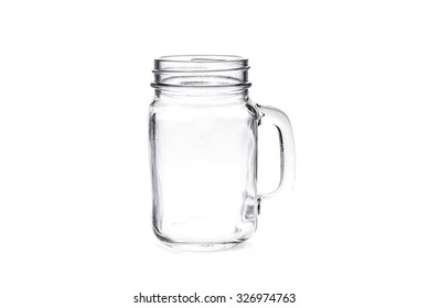 Empty vintage mason Jar on White background