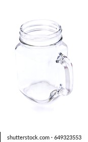 Empty Vintage Mason Jar On White Background