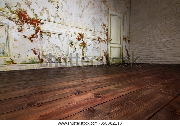 Empty Vintage Room Wooden Floor Old Stock Photo Edit Now 350382113