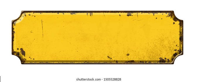 Empty Vintage Tin Sign On A White Background