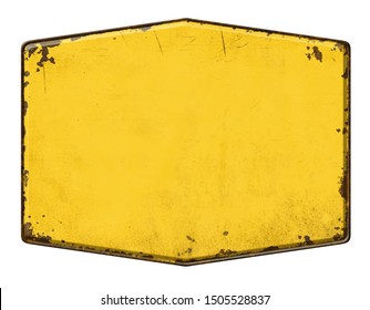 Empty Vintage Tin Sign On A White Background