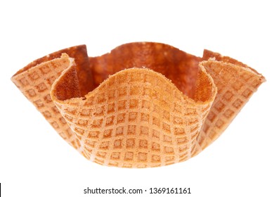 Empty Waffle Cone Bowl Is Isolated On White Background