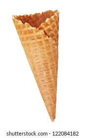 Empty Waffle Cone, Isolated On White Background