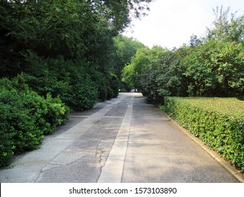 Empty Walk Path In Central Park In New York City