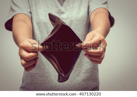 An empty wallet with filter effect retro vintage style