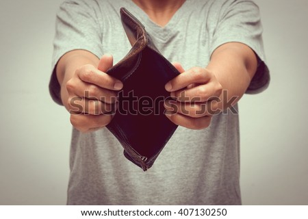 An empty wallet with filter effect retro vintage style