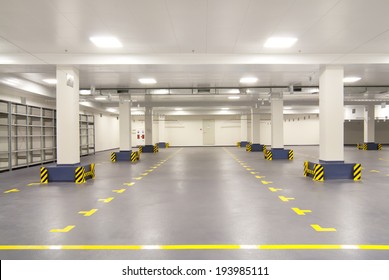 empty warehouse with columns