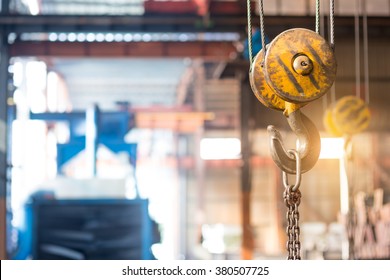 Empty Warehouse Interior With Crane Hook