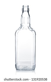 Empty whiskey bottle. Isolated on white background