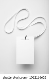 Empty white badge card, tag ID, backstage pass. Mockup. - Shutterstock ID 1062166628