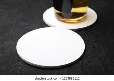 Empty White Beer Coaster Mockup.