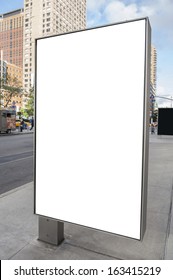 An Empty White Billboard In New York City