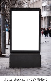 Empty White Billboard On Street.