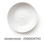 Empty white bowl isolated on white background. Top view