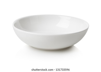 Empty White Bowl Isolated On White Background