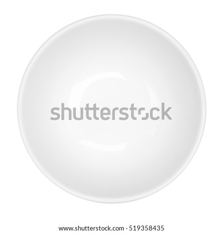 Empty white bowl isolated on white background, top view
