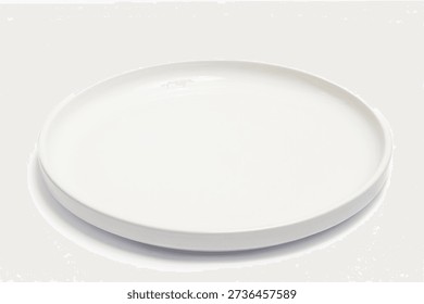 Empty White Ceramic Plate Isolated on White Background, Round Porcelain Dinnerware for Food Presentation, Minimalist Kitchen Utensil and Tableware Mockup, Clean Gastronomy and Culinary Equipment