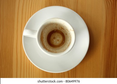 Empty White Cup After Espresso Coffee - Top View