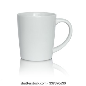 Empty White Cup Isolated On White Background