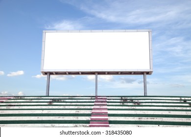 Empty White Digital Billboard Screen For Advertising In Stadium , With Clipping Path