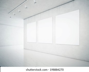 Empty White Gallery Interior