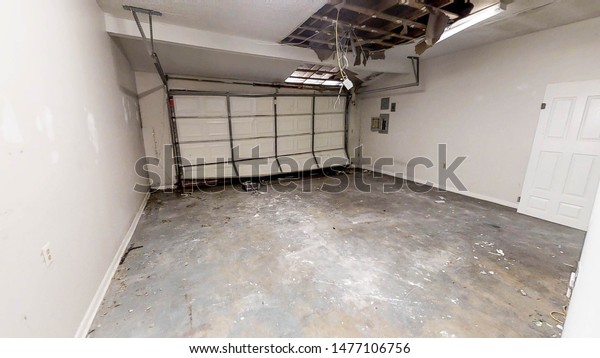 Empty White Garage Sagging Ceiling Stock Photo Edit Now 1477106756