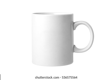 Empty white mug isolated on white background