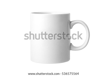 Empty white mug isolated on white background