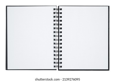 Empty white notebook with black wire binding and clipping path