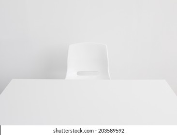 Empty White Office Desk