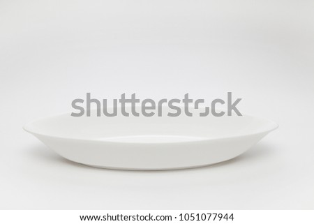 Empty white oval dish
