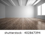 Empty white room with wooden floor