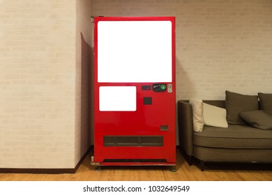 Empty White Shelves Of Standard Office Vending Machine