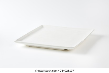 Empty White Square Plate On White Background