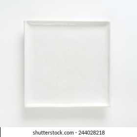 Empty White Square Plate On White Background