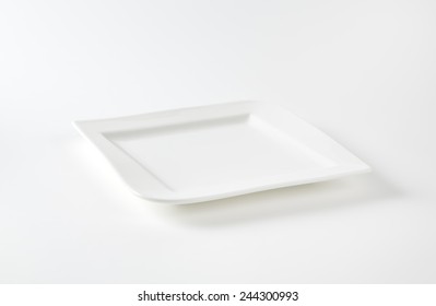 Empty White Square Plate On White Background