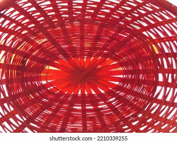 An Empty Wicker Basket Or Bowl. View From Above. Background For Design.