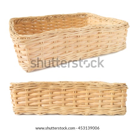 Empty wicker basket isolated with clipping path

