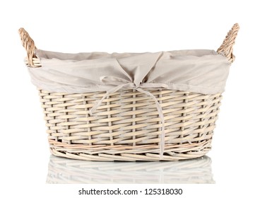 Empty Wicker Basket Isolated On White