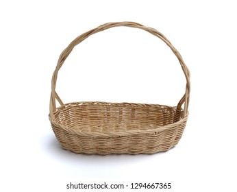 Empty wicker basket isolated on white background. - Shutterstock ID 1294667365