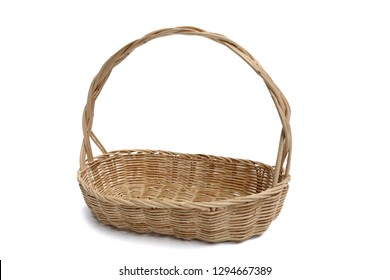 Empty wicker basket isolated on white background. - Shutterstock ID 1294667389