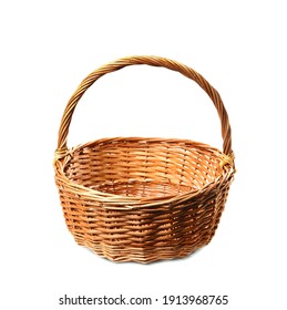Empty wicker basket isolated on white. Easter item - Shutterstock ID 1913968765