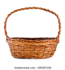 Empty Wicker Basket Isolated On White Background